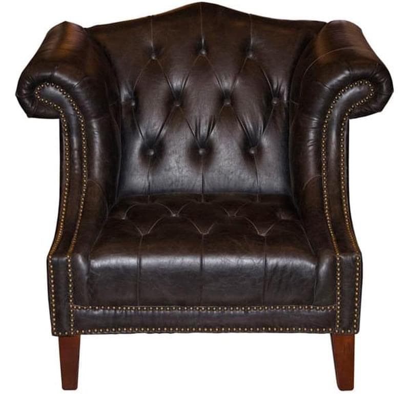 Кресло, кожа натуральная, черный - фото #0
