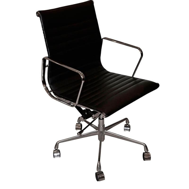 Кресло для сотрудников, кожа натуральная, черный 89*60*58 - фото #1