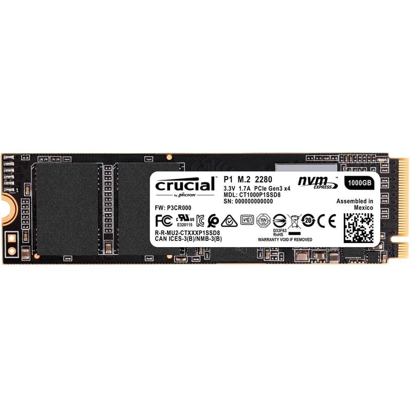 Внутренний SSD M.2 2280 1TB Crucial P1 PCIe 3.0 x4 3D QLC (CT1000P1SSD8) - фото #0
