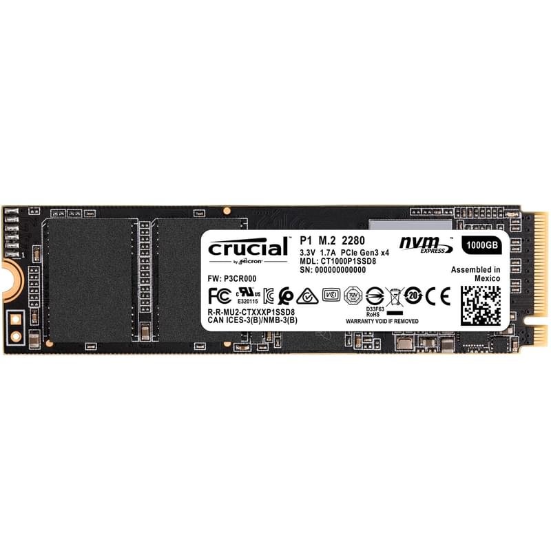 Внутренний SSD M.2 2280 1TB Crucial P1 PCIe 3.0 x4 3D QLC (CT1000P1SSD8) - фото #1