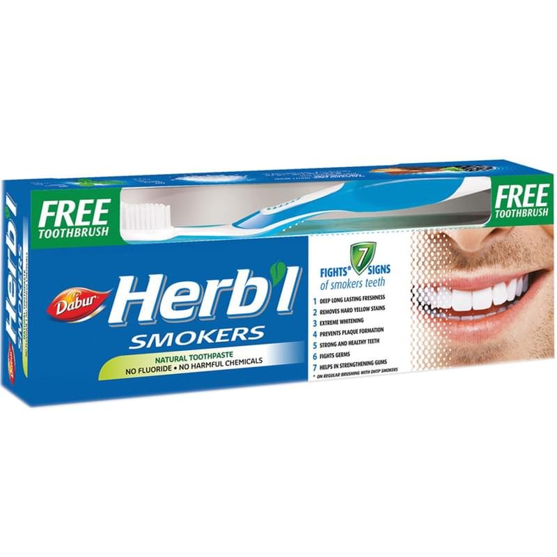 Зубная Паста Для Курящих Dabur Herbal Tooth Paste Smokers 150 Г+Зубная Щетка - фото #0