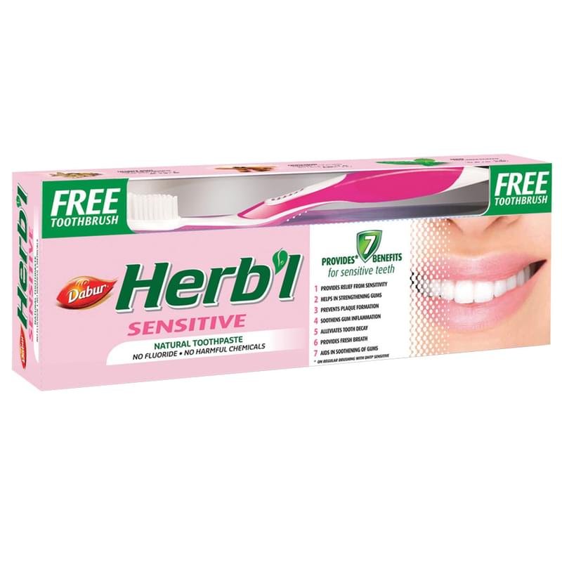 Зубная Паста Для Чувствительных Зубов Dabur Herbal Sensitive 150 Г+Зубная Щетка - фото #0