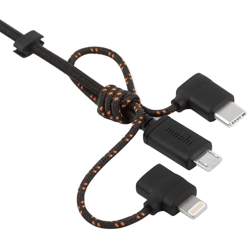 USB 2.0 Әмбебап кабелі - Lightning/MicroUSB/Type-C, Moshi, 1м, Black (99MO023047) - фото #0