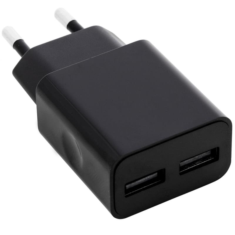 Сетевое зарядное устройство 2*USB, 2.4A + каб. MicroUSB, AVA, Черный (AV-CHT002M) - фото #1