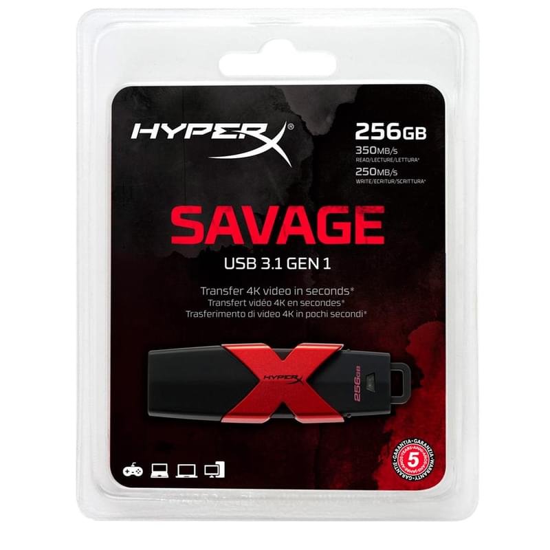 Флеш накопитель USB 256GB Kingston HyperX Savage, 3.1, Black (HXS3/256GB) - фото #3