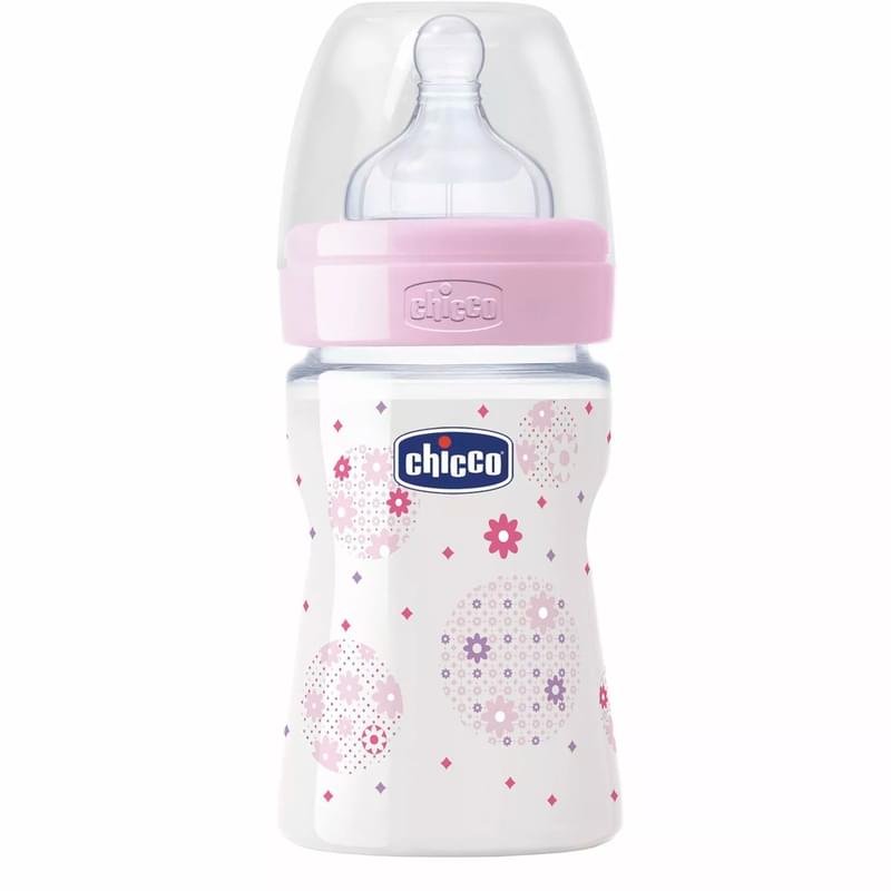 Chicco Бутылочка  Wellbeing для кормления розовая150 ml 0+ силикон - фото #0