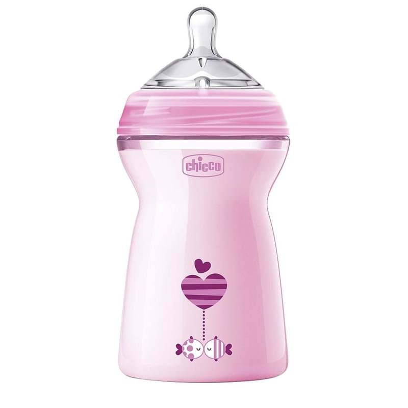 Chicco Бутылочка для кормления Natural Feeling  силикон 330 ml 6м+, розовая - фото #0