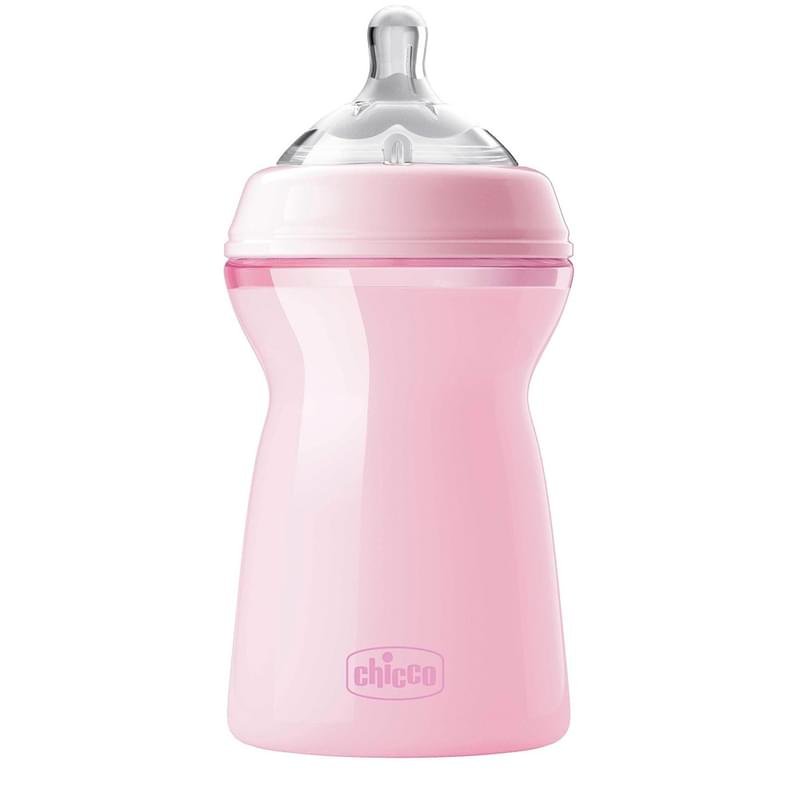 Chicco Бутылочка для кормления Natural Feeling  силикон 330 ml 6м+, розовая - фото #1