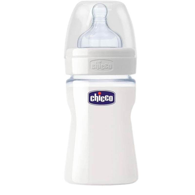 Бутылочка Chicco Wellbeing для кормления стеклянная 150мл силикон - фото #0