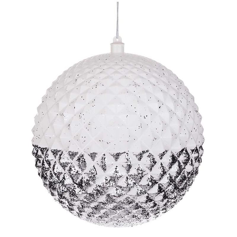 Декоративное изделие "шар звездные грани" с серебрянным орнаментом и глиттером диаметр=25 см, 749-10 - фото #0