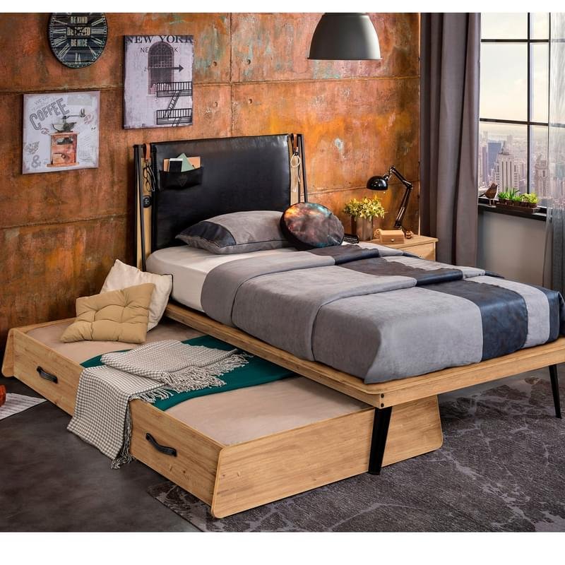 Деревянная металлическая каркас кровати (90x190 см) - фото #1