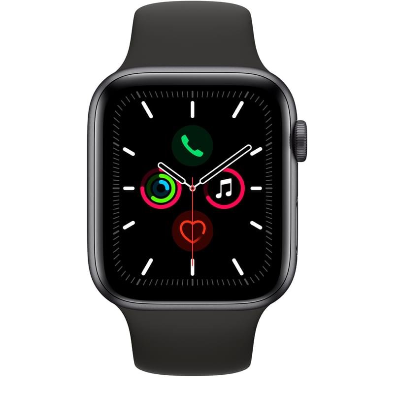 Смарт часы Apple Watch Series 5 GPS, 44mm Space Grey Aluminium Case with Black Sport Band - фото #1