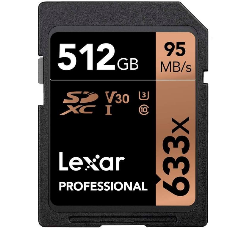 Карта памяти SD 512GB Lexar Professional, 633x UHS-I, RW 95/45 MB/s U3 (LSD512CBEU633) - фото #0
