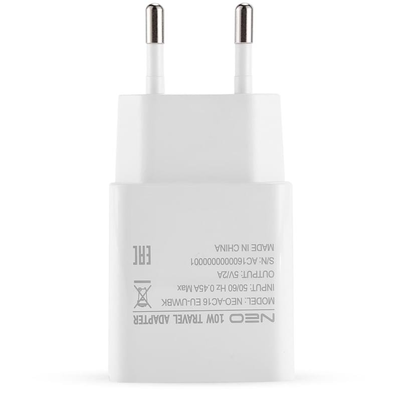 Адаптер питания Neo 1*USB, 2A, 10W, White (AC-16-EU-UW-BK) - фото #1
