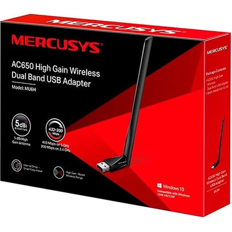 Беспроводной USB-адаптер Mercusys MU6H, 633 Mbps, USB 2.0 (MU6H) - фото #2
