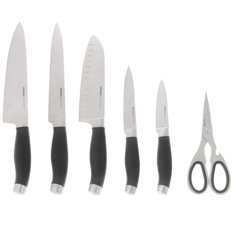 Набор из 5 кухонных ножей, ножниц и блока для ножей с ножеточкой Rut Nadoba 722716 - фото #1
