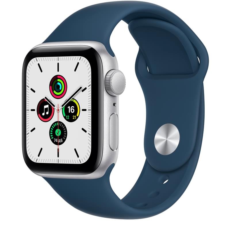 Apple Watch SE GPS Смарт сағаты, 44mm Silver Aluminium Case with Abyss Blue Sport Band (MKQ43GK/A) - фото #0