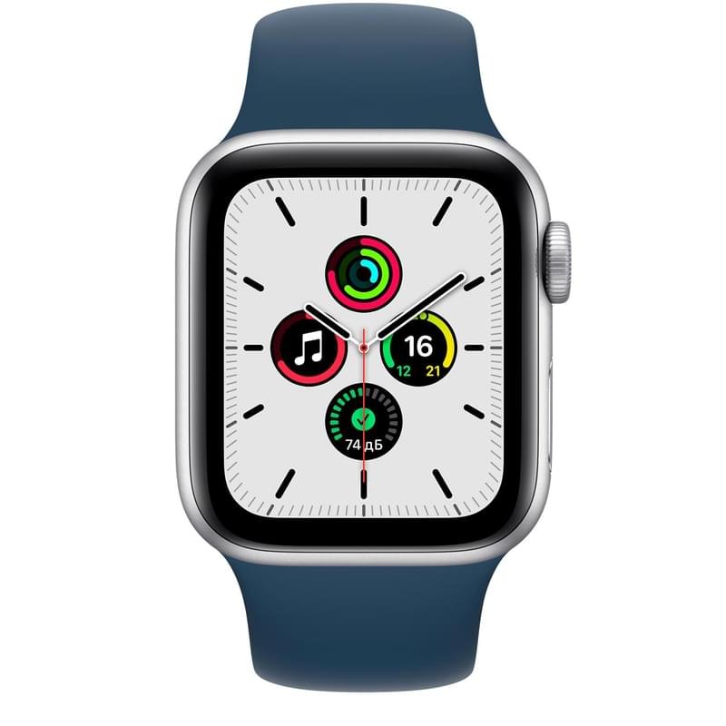 Apple Watch SE GPS Смарт сағаты, 44mm Silver Aluminium Case with Abyss Blue Sport Band (MKQ43GK/A) - фото #1