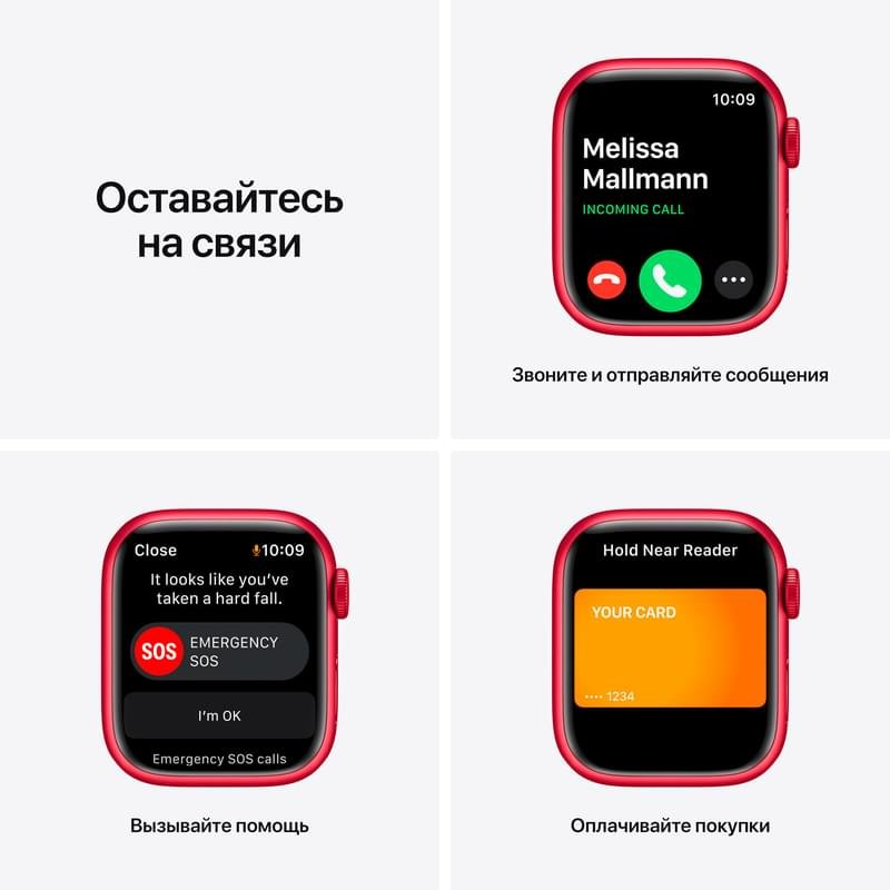 Apple Watch Series 7 GPS Смарт сағаты, 41mm (PRODUCT)RED Aluminium Case with (PRODUCT)RED Sport Band - фото #5