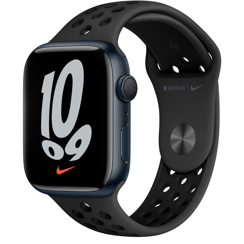 Смарт часы Apple Watch Nike Series 7 GPS, 45mm Midnight Aluminium Case with Black Nike Sport Band - фото #0