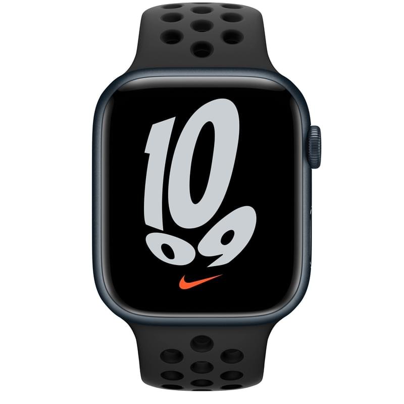 Смарт часы Apple Watch Nike Series 7 GPS, 45mm Midnight Aluminium Case with Black Nike Sport Band - фото #1