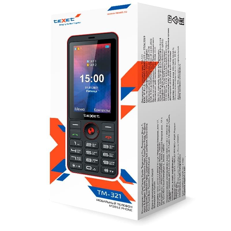 Мобильный телефон Texet TM-321 Black/Red - фото #3