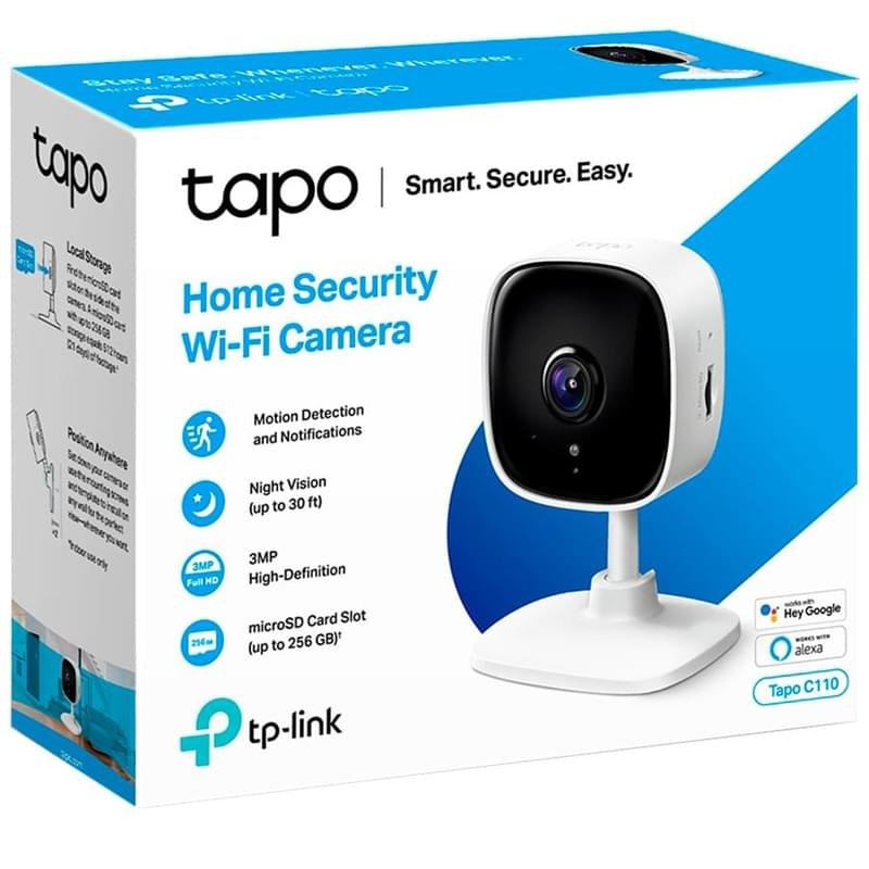 WiFi Камера TP-Link Tapo C110, Фиксированная, 1296p Super Full HD, Белая (Tapo C110) - фото #7