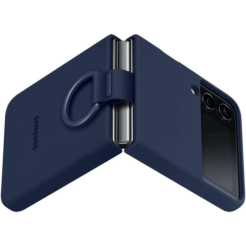 Чехол для Samsung Galaxy Z FLip4 Silicone Cover with Ring, Navy (EF-PF721TNEGRU) - фото #4