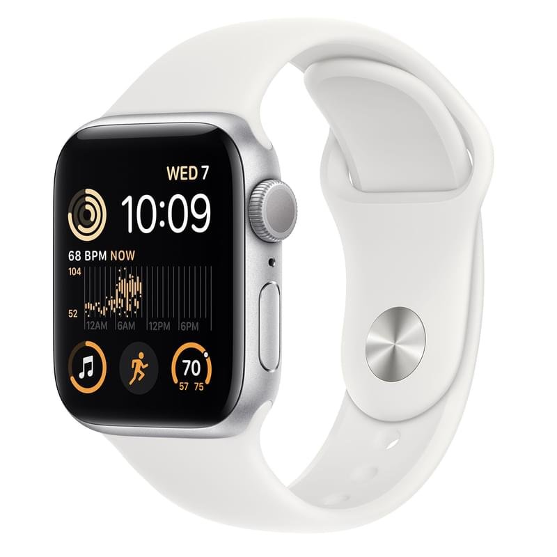Смарт часы Apple Watch SE 2022, 40mm Silver Aluminium Case with White Sport Band (MNJV3GK/A) - фото #0