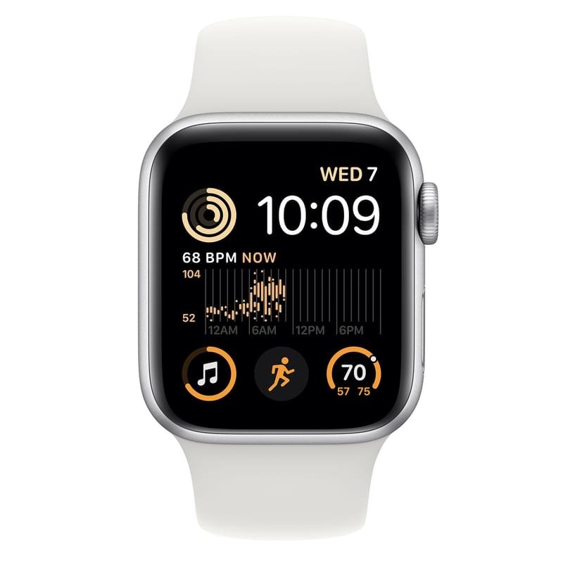 Смарт часы Apple Watch SE 2022, 40mm Silver Aluminium Case with White Sport Band (MNJV3GK/A) - фото #1