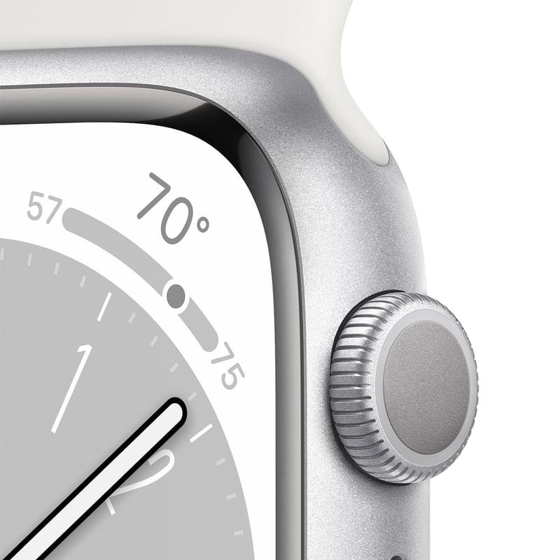 Смарт часы Apple Watch Series 8, 45mm Silver Aluminium Case with White Sport Band (MP6N3GK/A) - фото #2