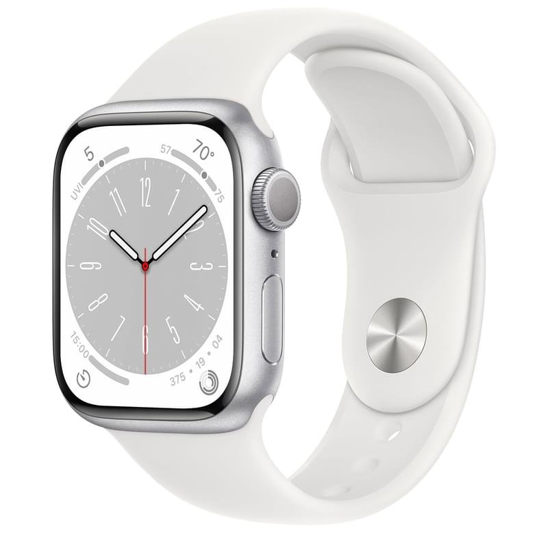 Смарт часы Apple Watch Series 8, 41mm Silver Aluminium Case with White Sport Band (MP6K3GK/A) - фото #0
