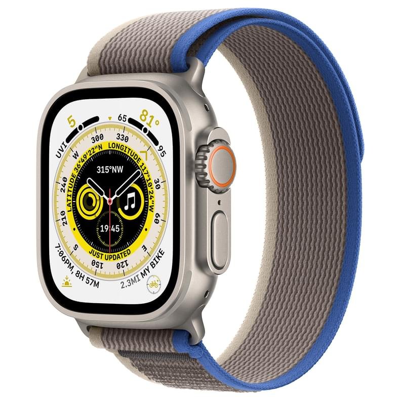 Смарт часы Apple Watch Ultra, 49mm Titanium Case with Blue/Gray Trail Loop - S/M (MNHL3GK/A) - фото #0