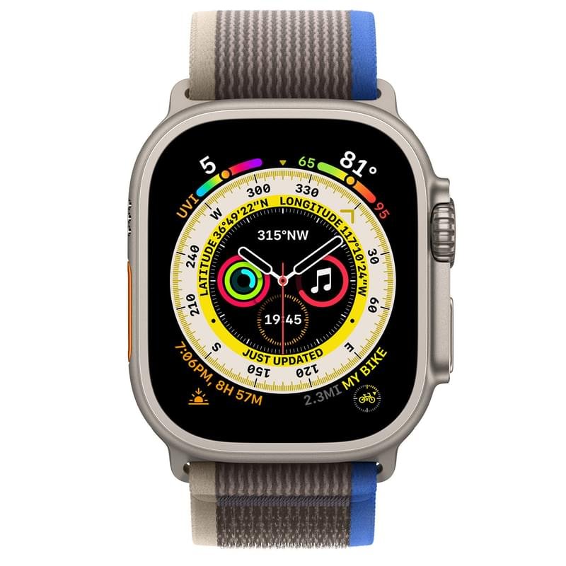 Смарт часы Apple Watch Ultra, 49mm Titanium Case with Blue/Gray Trail Loop - S/M (MNHL3GK/A) - фото #1
