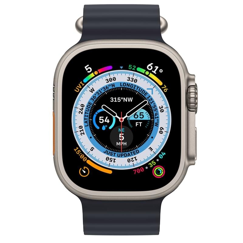 Смарт часы Apple Watch Ultra, 49mm Titanium Case with Midnight Ocean Band (MQFK3GK/A) - фото #1