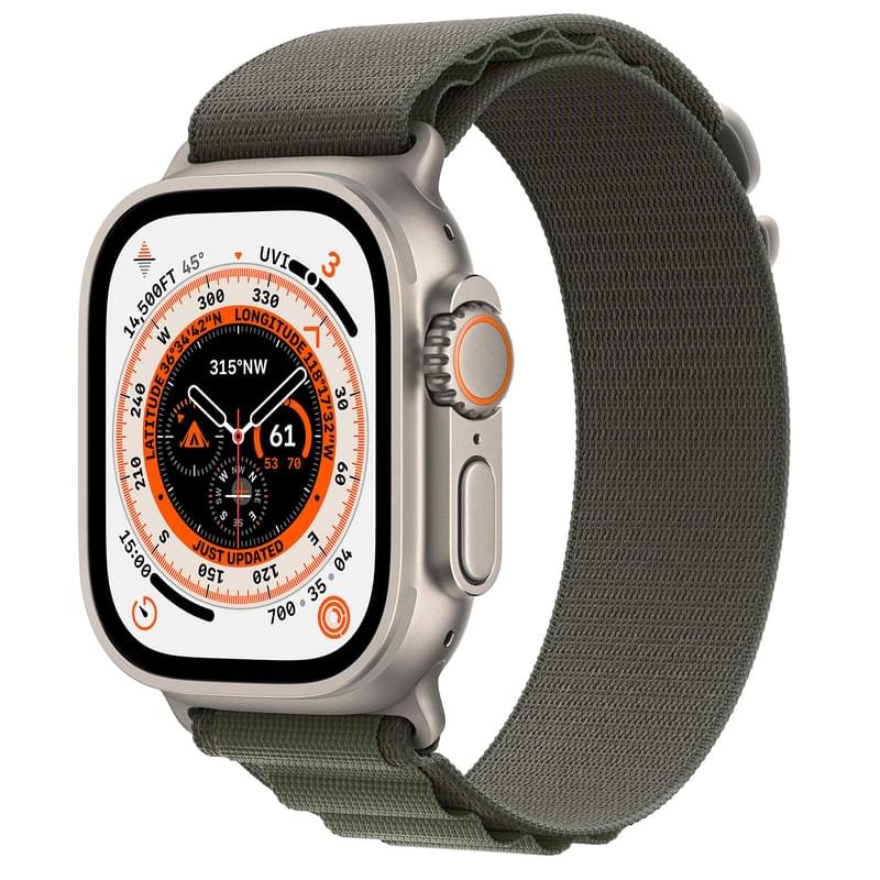Смарт часы Apple Watch Ultra, 49mm Titanium Case with Green Alpine Loop - Medium (MQFN3GK/A) - фото #0