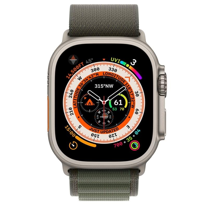 Смарт часы Apple Watch Ultra, 49mm Titanium Case with Green Alpine Loop - Medium (MQFN3GK/A) - фото #1