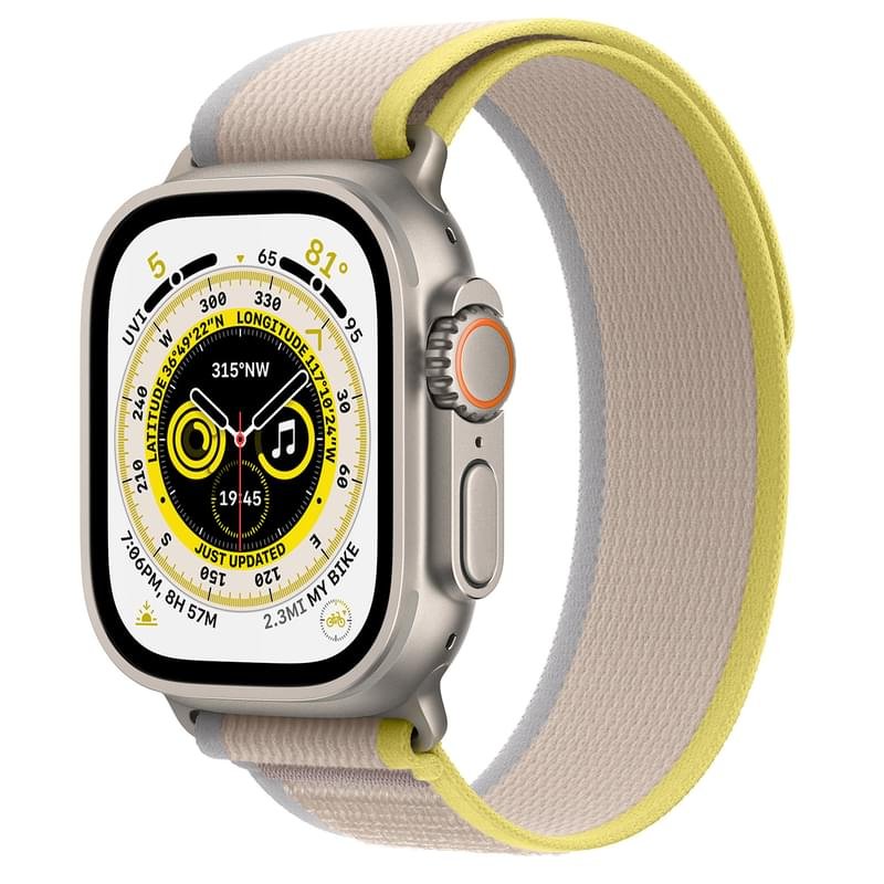Смарт часы Apple Watch Ultra, 49mm Titanium Case with Yellow/Beige Trail Loop - M/L (MQFU3GK/A) - фото #0