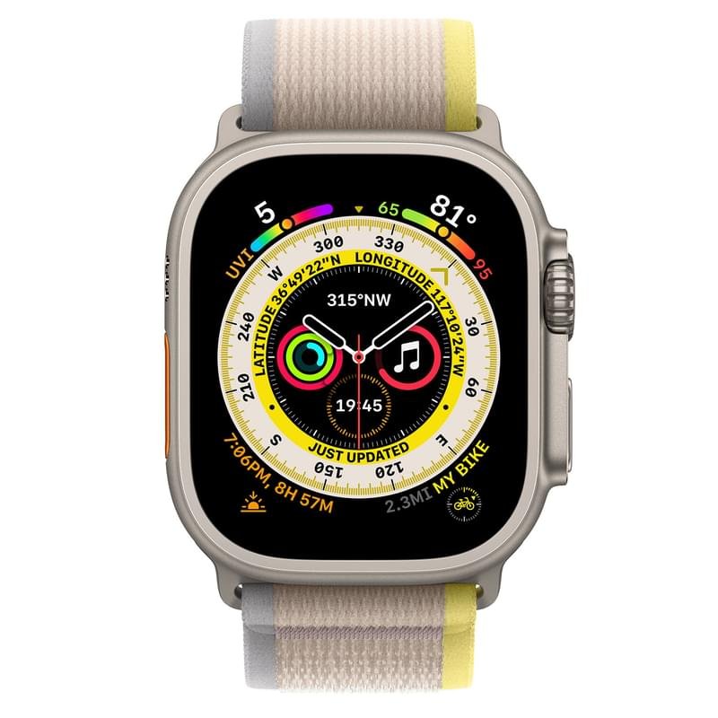 Смарт часы Apple Watch Ultra, 49mm Titanium Case with Yellow/Beige Trail Loop - M/L (MQFU3GK/A) - фото #1