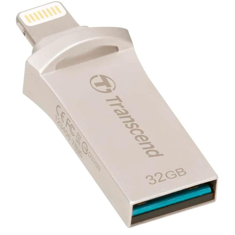 USB Флешка 32GB Transcend JetDrive Go 500 Type-A/Lightning 3.1 Gen 1 (3.0) Silver (TS32GJDG500S) - фото #2