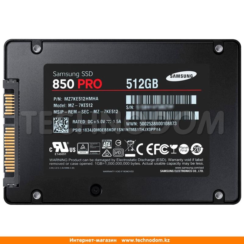 Внутренний SSD 2.5" 7мм 512GB Samsung 850 PRO, SATA-III MLC (MZ-7KE512BW) - фото #1