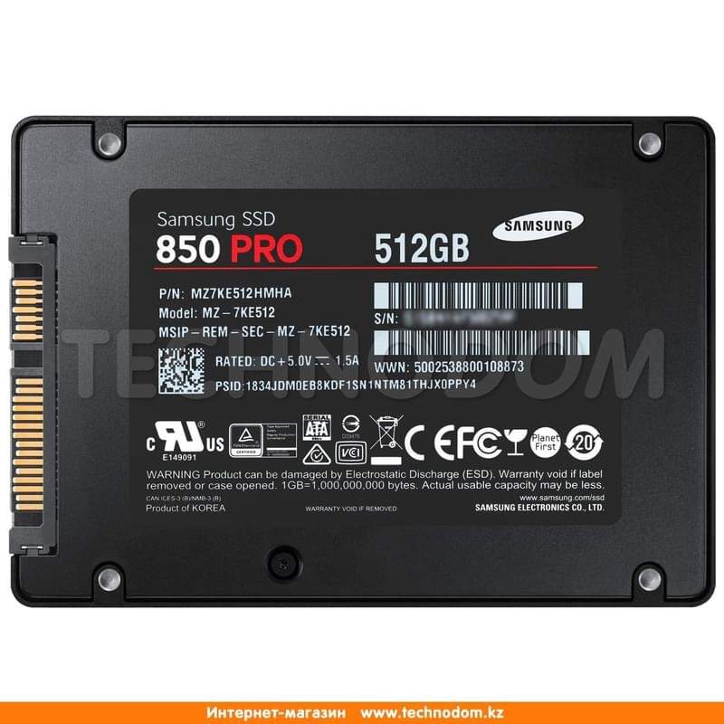 Внутренний SSD 2.5" 7мм 512GB Samsung 850 PRO, SATA-III MLC (MZ-7KE512BW) - фото #2