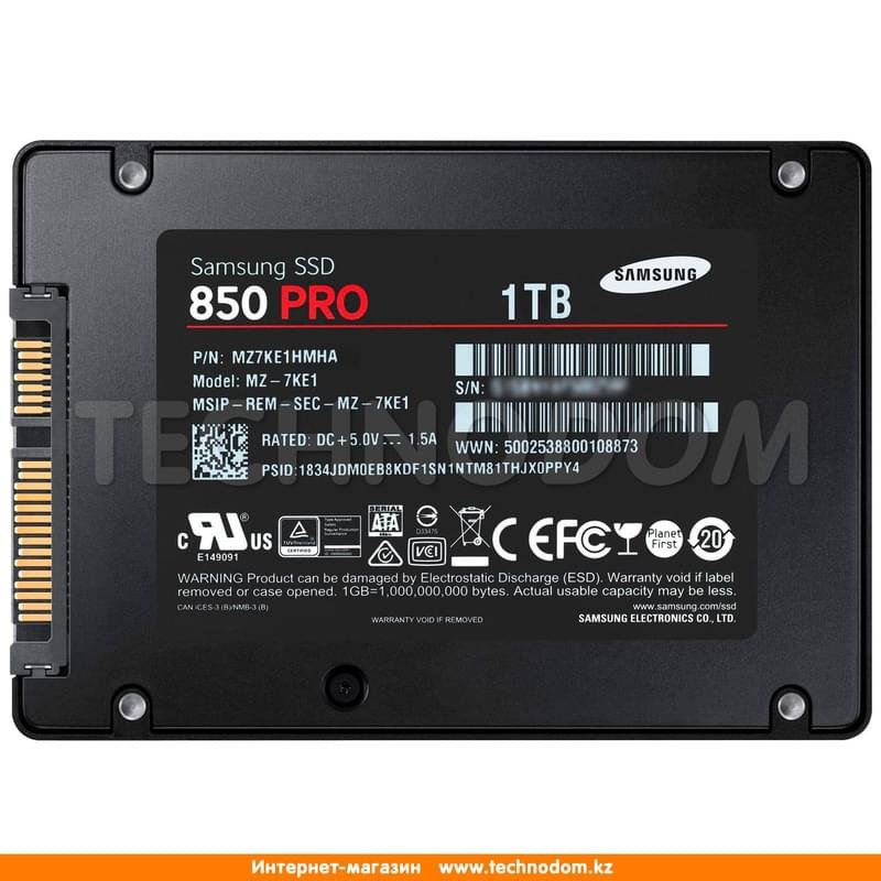 Внутренний SSD 2.5" 7мм 1TB Samsung 850 PRO, SATA-III MLC (MZ-7KE1T0BW) - фото #3