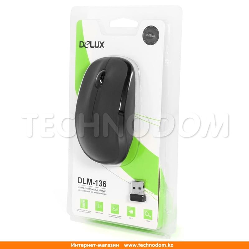 Мышка беспроводная USB Delux DLM-136OGB, Black - фото #3