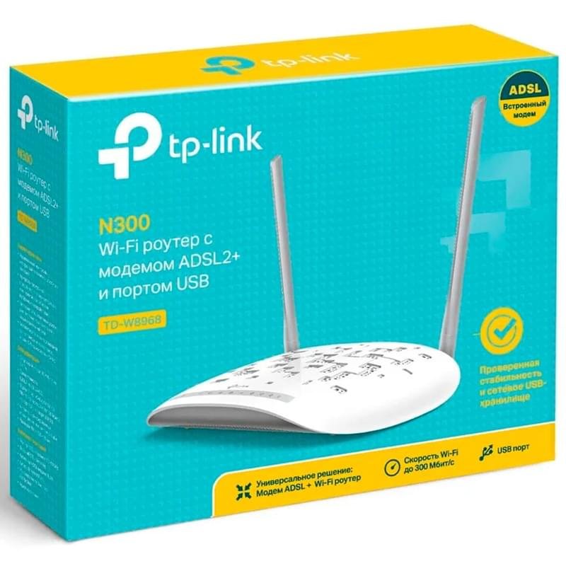 Беспроводной ADSL Модем, TP-Link TD-W8968, 4 порта + Wi-Fi, 1 порт USB, 300 Mbps (TD-W8968) - фото #4