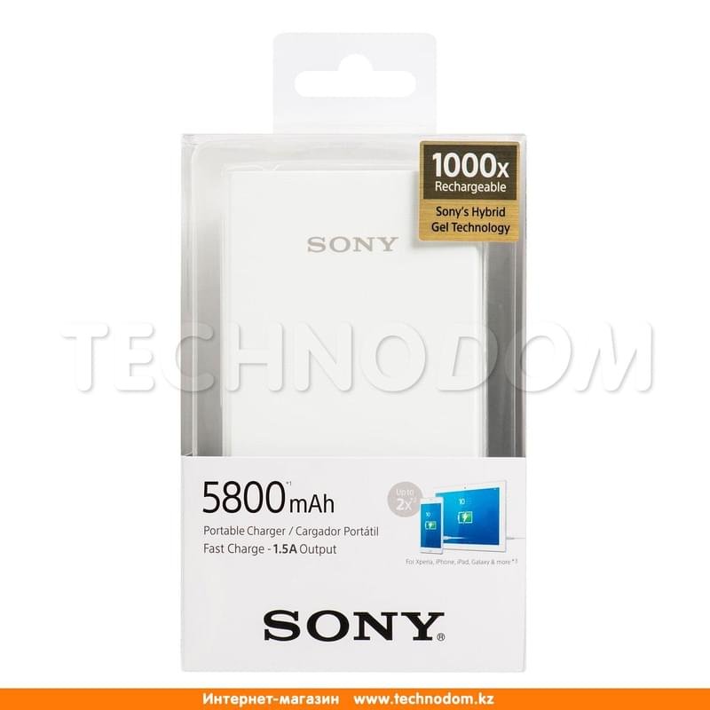 Внешний аккумулятор Sony, 5800Mah, White (CP-E6W) - фото #1
