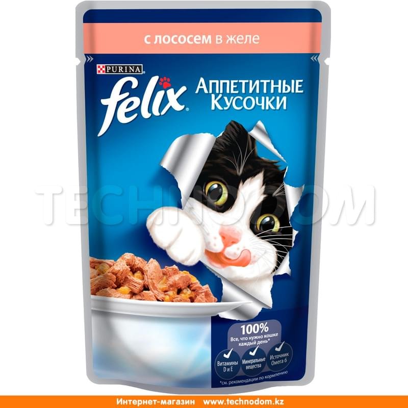 Влажный корм Felix Аппетитные кусочки для кошек, с лососем 85 г - фото #0