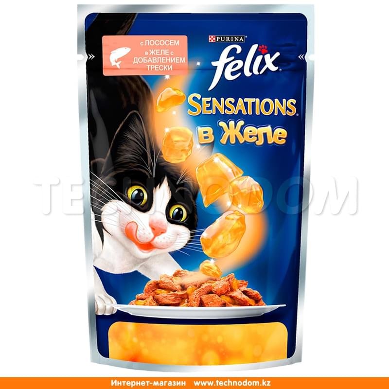 Влажный корм Felix Sensations для кошек, с лососем в желе 85 г - фото #0