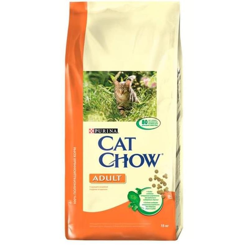 Сухой корм Cat Chow для взрослых кошек, с домашней птицей и индейкой 15 кг - фото #0