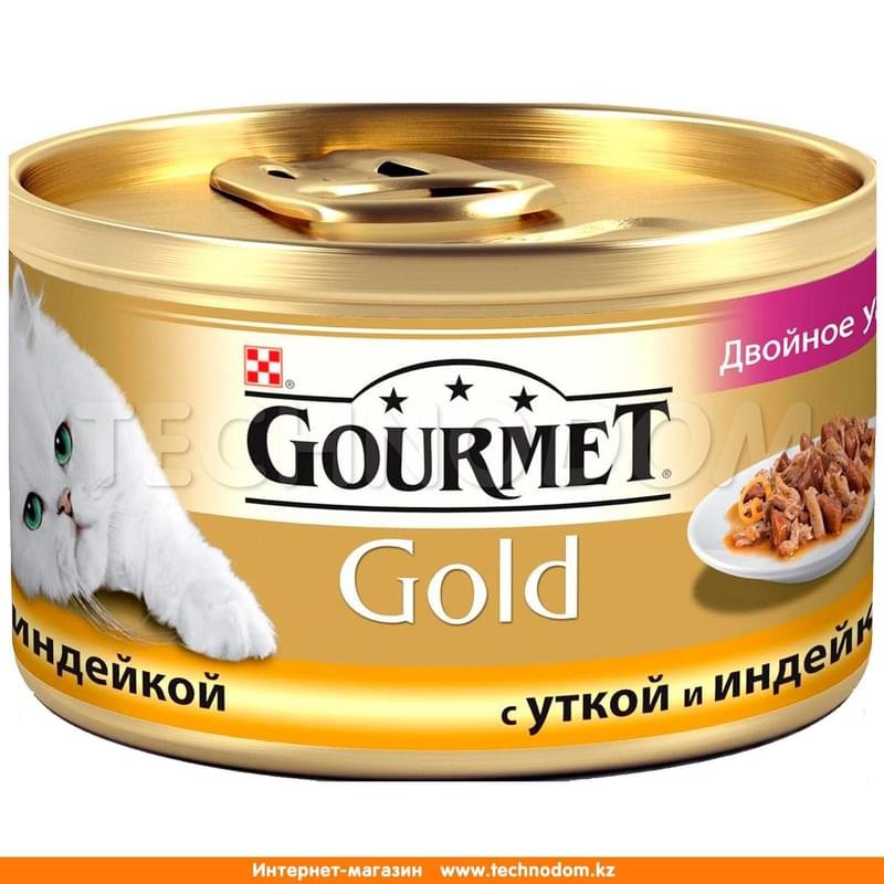 Консерва Gourmet Gold двойное удовольствие для кошек, с уткой и индейкой 85 г - фото #0
